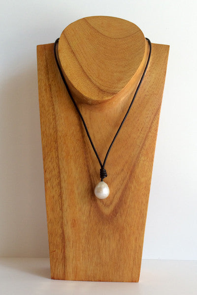 Baroque Cultured Pearl on Leather Cord Necklace
