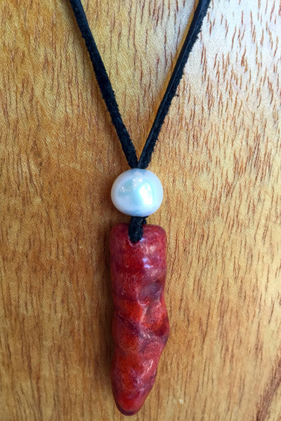 "Red Hot Chili Pepper" Freshwater Pearl Necklace - Klara Haloho - 2