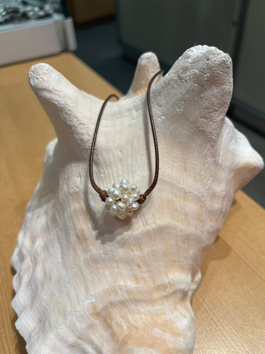 "Cotton Ball" Freshwater Necklace