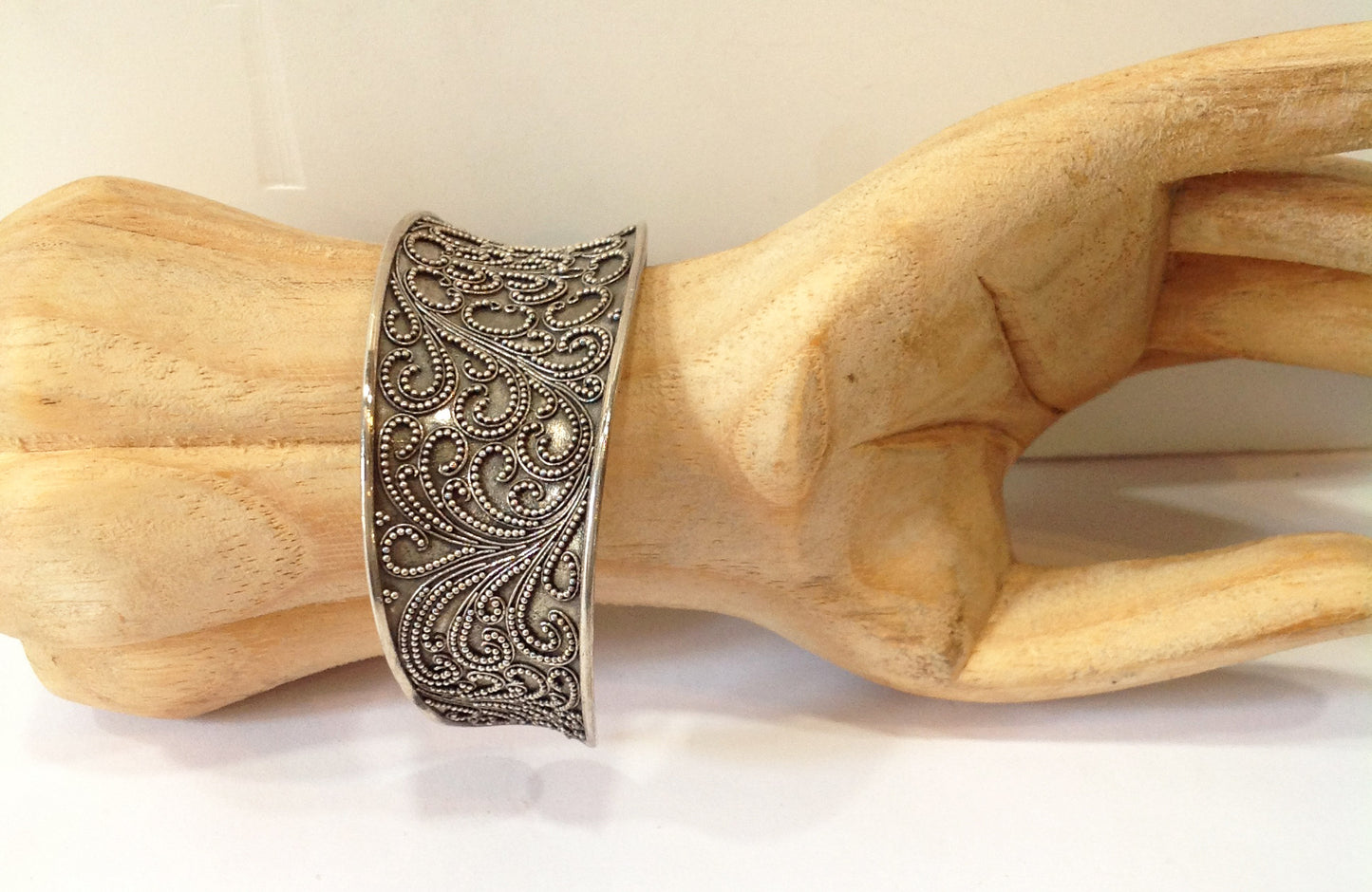 Handmade Paisley Balinese Sterling Silver Cuff Bracelet - Klara Haloho - 4