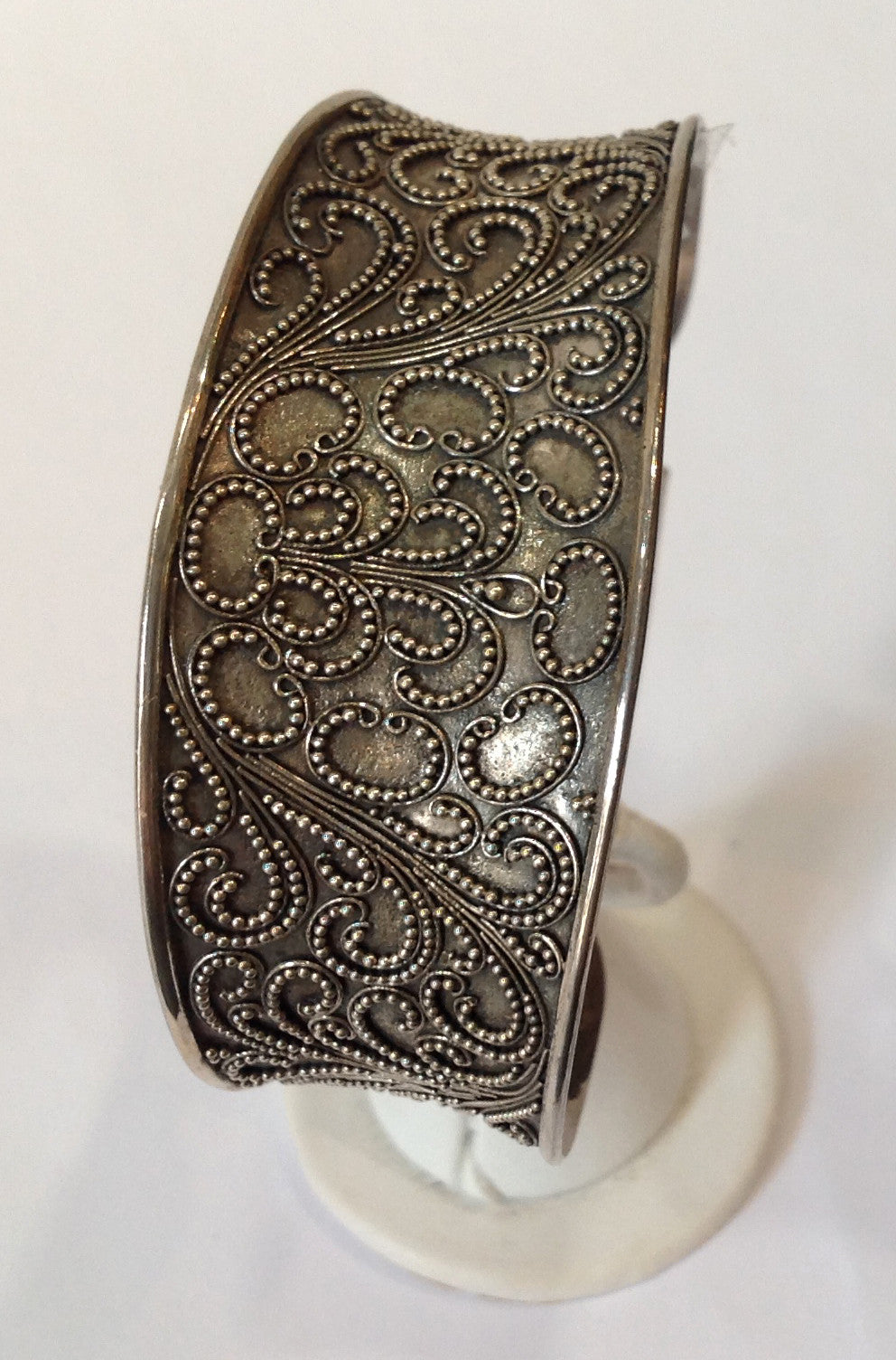 Handmade Paisley Balinese Sterling Silver Cuff Bracelet - Klara Haloho - 1
