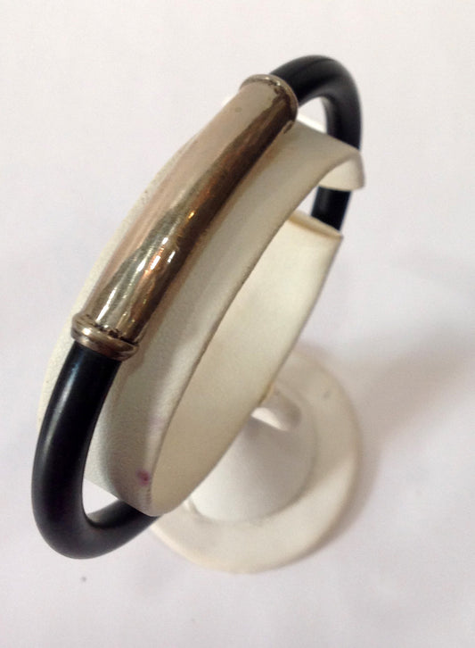 Hadmade Rubber and Balinese Sterling Silver Cuff Bracelet - Klara Haloho - 1