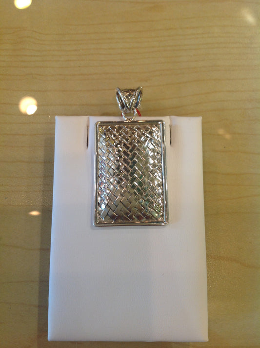 Woven Rectangular Sterling Silver Pendant - Klara Haloho