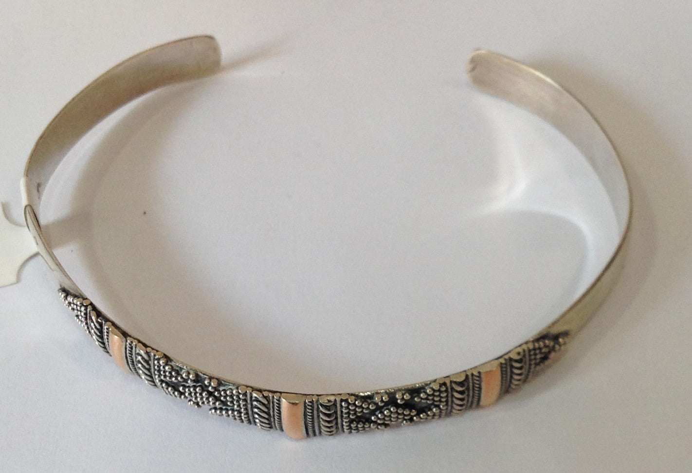 Handmade Balinese Sterling Silver and Gold Cuff Bracelet - Klara Haloho - 2