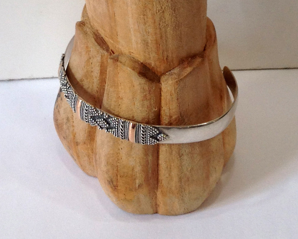 Handmade Balinese Sterling Silver and Gold Cuff Bracelet - Klara Haloho - 3