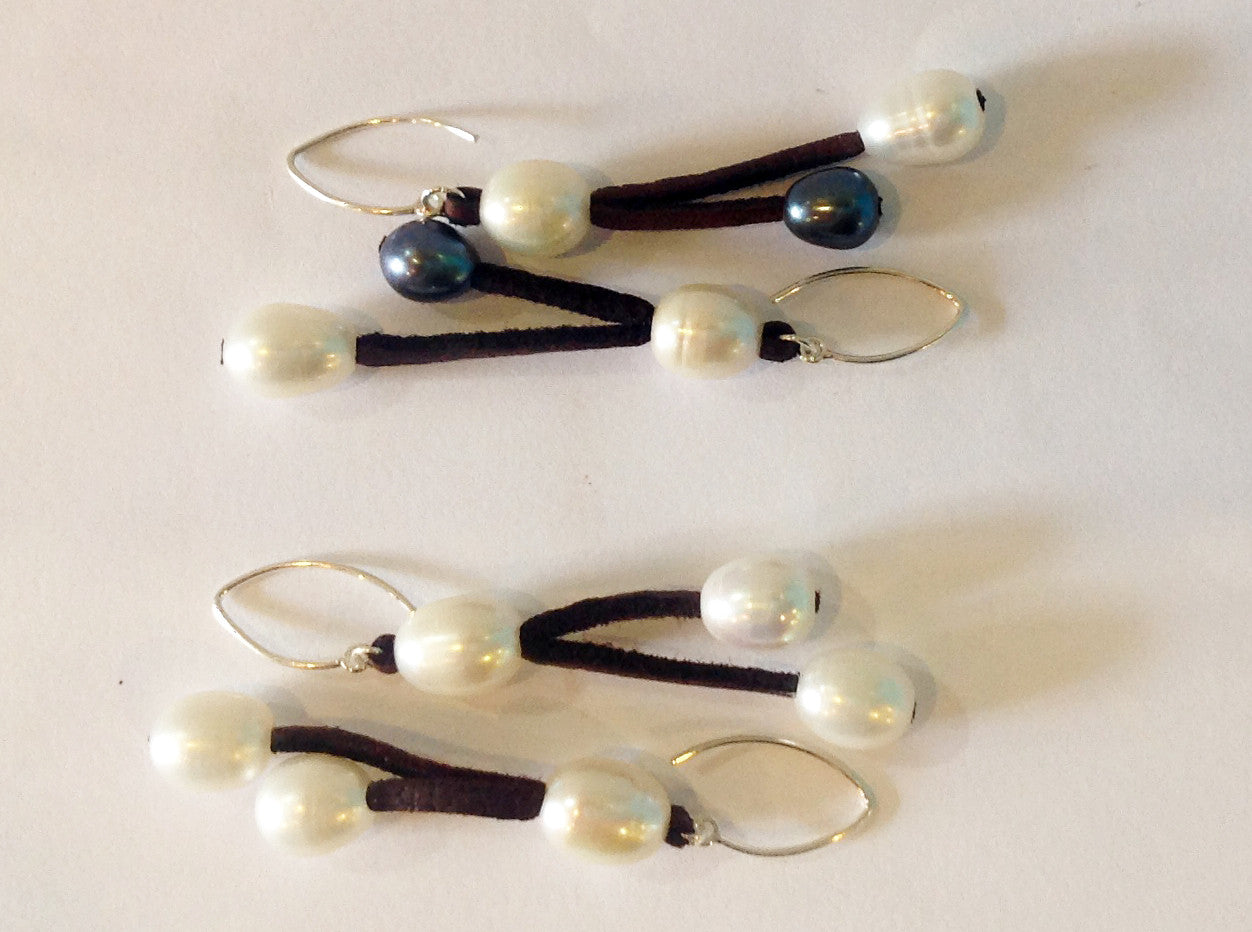 "Three's Company" Freshwater Pearl Earrings - Klara Haloho - 5