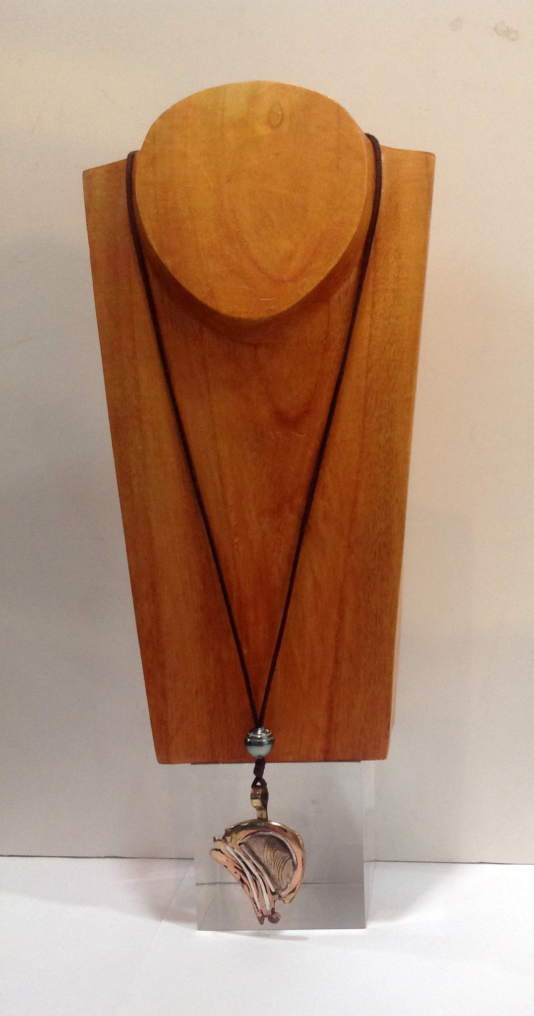 Mixed Metals Medallion and Tahitian Pearl Unisex Necklace - Klara Haloho - 2