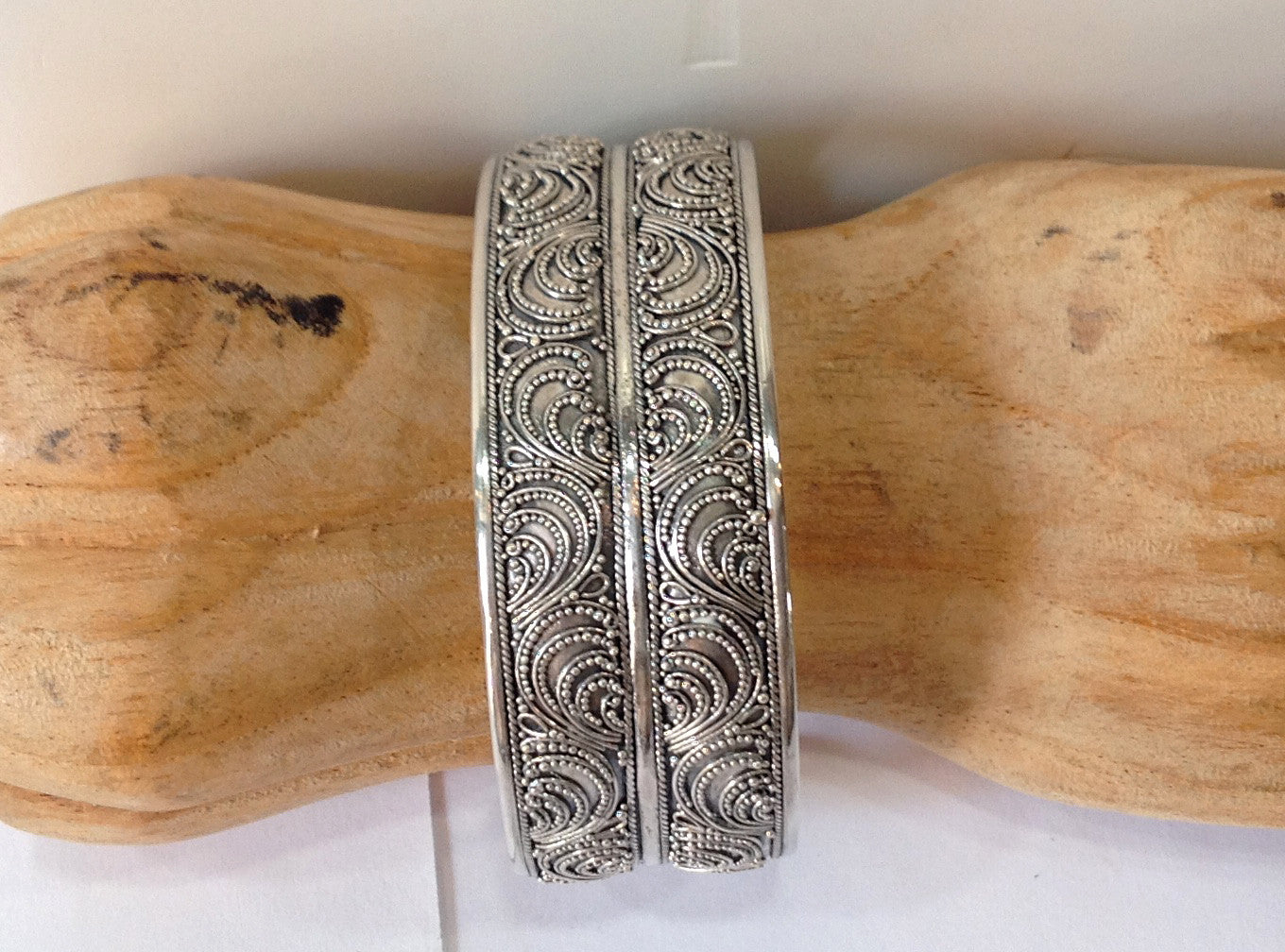 Handmade Paisley Balinese Sterling Silver Cuff Bracelet - Klara Haloho - 7