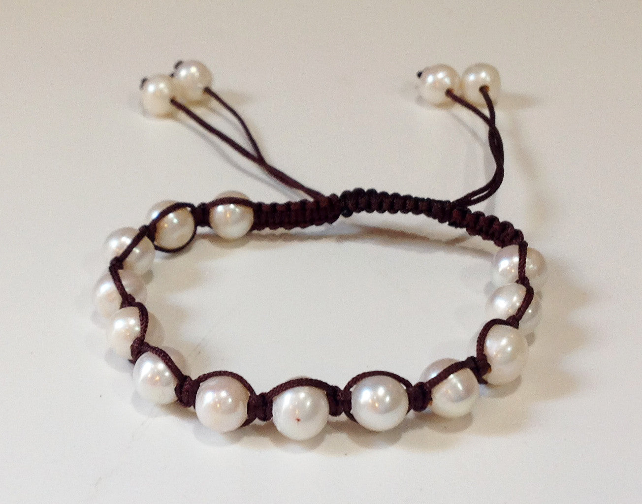 Adjustable Silk and Freshwater Pearl Bracelet - Klara Haloho - 2