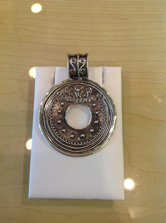 Intricate Round Sterling Silver Pendant - Klara Haloho