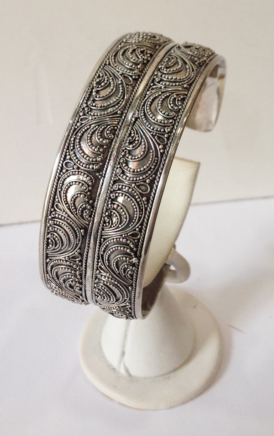 Handmade Paisley Balinese Sterling Silver Cuff Bracelet - Klara Haloho - 6