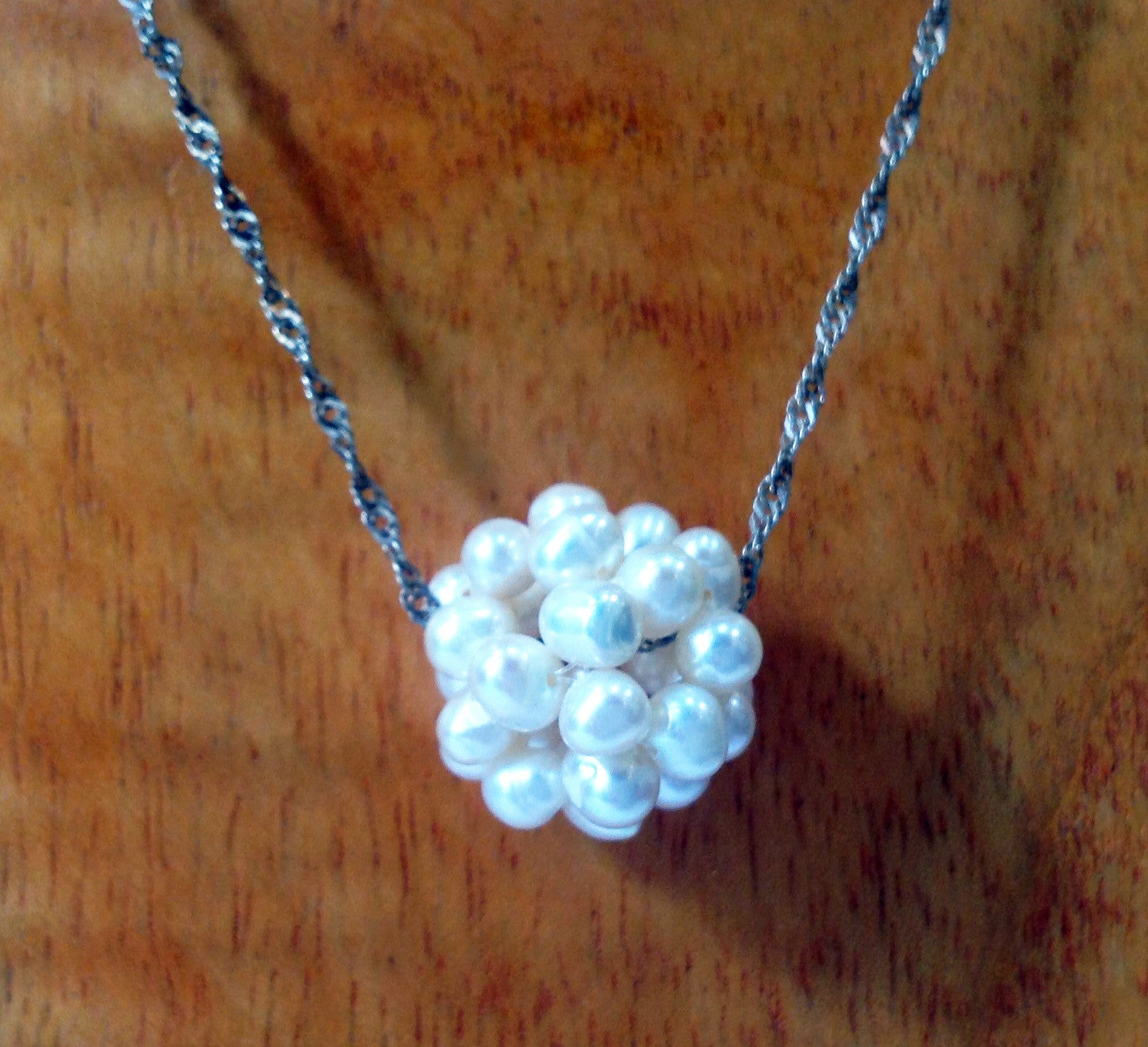 "Cotton Ball" Freshwater Necklace - Klara Haloho - 2