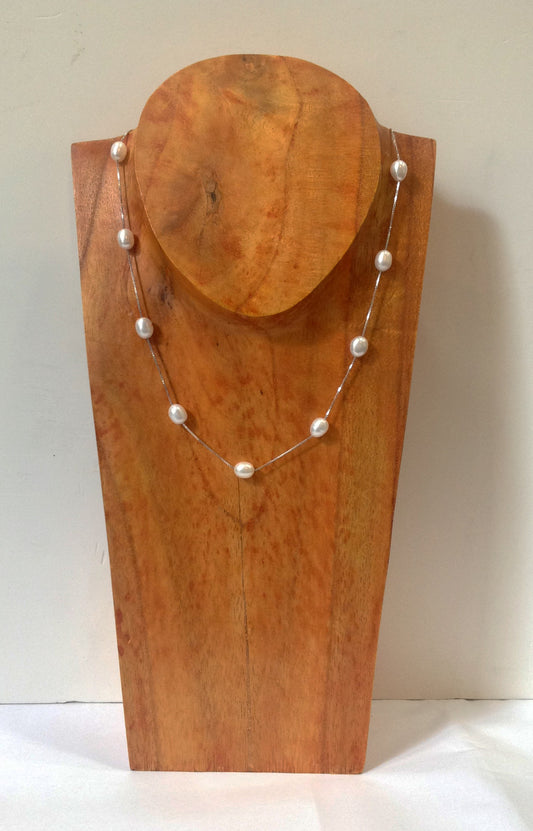 "Floating Clouds" Freshwater Pearl and Sterling Silver Necklace - Klara Haloho - 1
