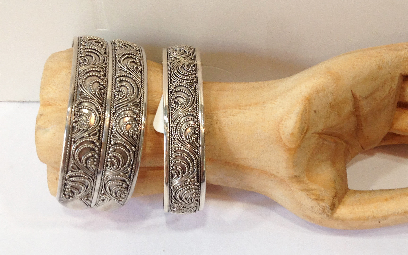 Handmade Paisley Balinese Sterling Silver Cuff Bracelet - Klara Haloho - 8